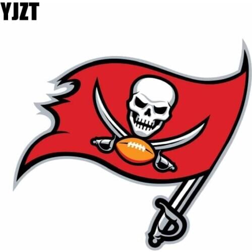 YJZT 16CM*14.4CM Funny Football Reflective Cross Skull Flag Car Sticker PVC Decal 6-0075
