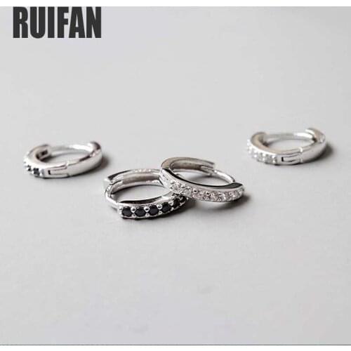 Ruifan Fashion Korean CHIC Style White/Black Color Cubic Zircon Stone Round 925 Sterling Silver Stud Earrings for Women YEA095