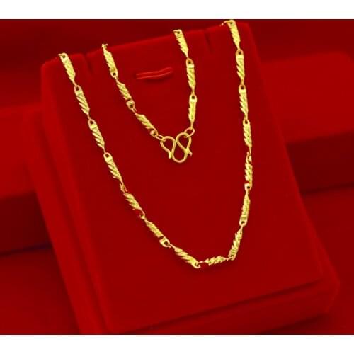 Simple Korean Women Chain Necklace No Pendant for Wedding Engagement Anniversary Jewelry 2.5mm 14K Yellow Gold Necklace Gifts