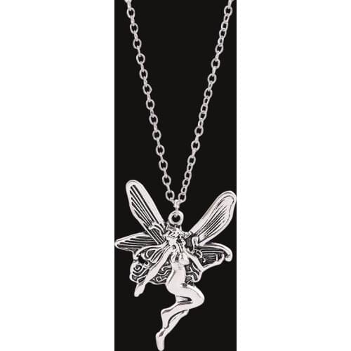 Fashion Vintage Statement Angel Fairy Pendant Necklace For Women Cross Chain Choker Jewelry Punk Goth Gothic Wicca Accessories