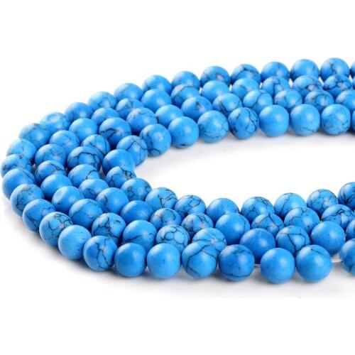 1strand/lot 4 6 8 10 12 mm Smooth Natural Turquoises Round Loose Spacer Bead For Jewelry Making DIY Necklace Bracelet Wholesale