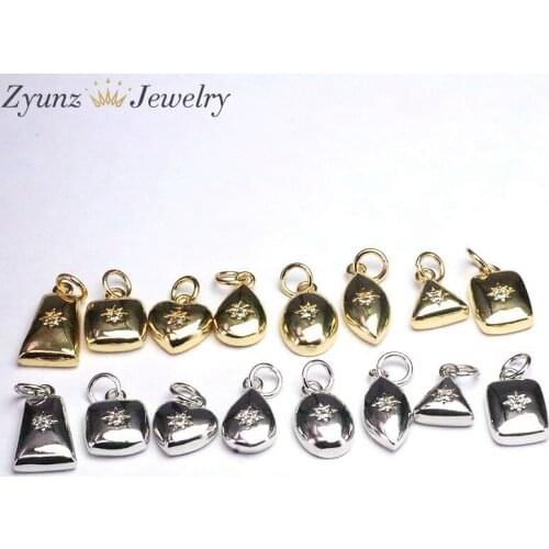 10PCS, CZ Starburst Geometric Charms for Necklace Bracelet Fashion Charms Pendants DIY Jewelry Making Cubic Zirconia Jewelry