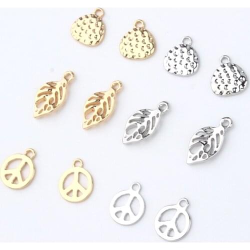 10pcs Vintage Hollow Leaf Drop Earring Alloy Charms Simple Small Necklace Bracelet Pendant Accessory Handmade Jewelry Findings