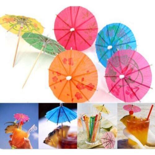 100pcs Multi-Color Paper Paper Cocktail Parasols Umbrellas Party Wedding Decoration Supply Drink Stick Holidays Sticks Ornaments
