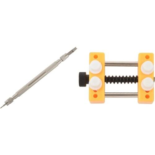 1x Movement Holder Opens Watch Case Dial Fixer & 1set Watch Tool Spring Pine Needle Bar Pose Filed Pin Barrette