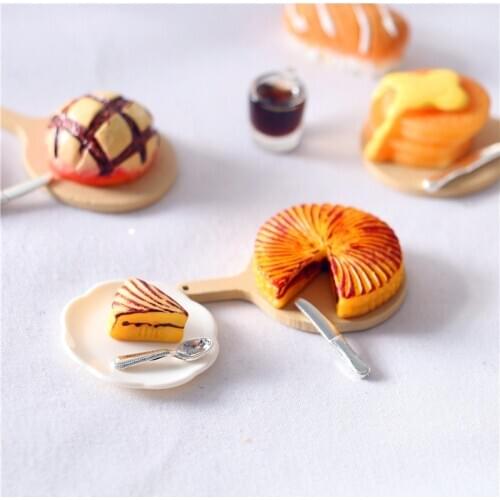 6pcs/set Miniature Dollhouse Dessert Food Cake Tray Knife Set Pretend Play Blyth Barbies Doll House Decoration Accessories