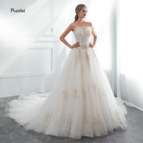 In Stock Real Sample Ball Gown Wedding Dress 2019 Long Strapless Bridal Dress Formal Wedding Gown Lace Up Back vestido de noiva