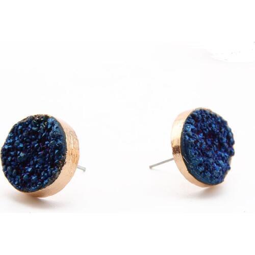 Beadsland round shape 1.5cm nature stone stud earring fashionable women men concise unqiue studs earring hot selling gifts