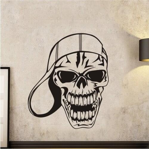 Baseball Cap Skull Sticker Punk Death Decal Devil Name Car Art Wall Decals Decor Mural Rock Sticker Decal