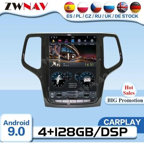 Carplay Tesla Screen Android 9 Video For JEEP Grand Cherokee 2014 2015 2016 2017 2018 GPS Radio Receiver Audio Stereo Head Unit