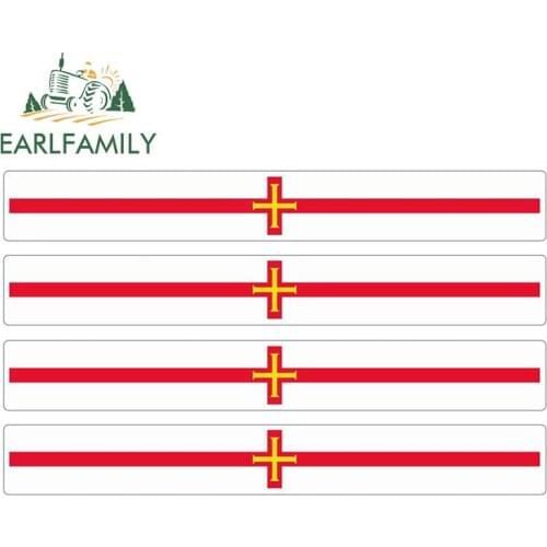 EARLFAMILY 4pcs Car Stripe Motorcycle Racing Flag Sticker Skateboard Decal Bike Moto Tuning Guernesey Car Stickers