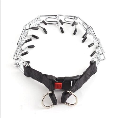 Chrome Prong Training Collar with Quick Snap Buckle Release, Stainless Steel Dog Anti Pull Pinch Collar with Unique Tactical Loo