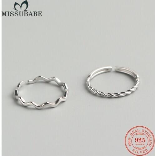 2021 New Brief Design Simplist Wave Twist 925 Silver Rings Openning Ajustable Fashinon Jewelry Accessories For Women Girls Gift