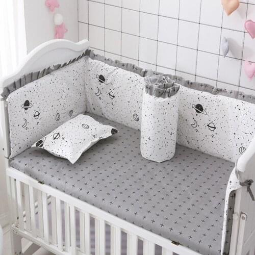 Newborns Baby Bedding Set 100%Cotton Cartoon Crib Bed Bumper Sheet Duvet Cover Child Bed Protector Baby Washable Cot Bedding Se