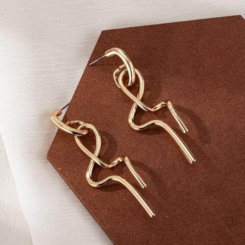 ZWC 2021 Trendy Retro Minimalist Circle Earrings Irregular Stud Earrings New Exaggerated Golden Wind Fashion Earring for Women