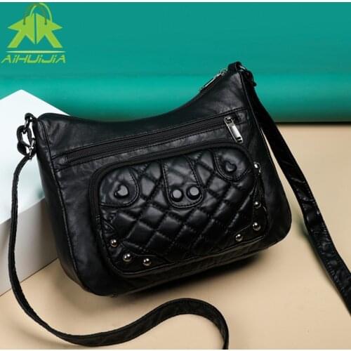 Fashion Soft Leather Shoulder Bags for Women Designer Lozenge Messenger Bag 2021 New High Quality Female High Capacity Handbag