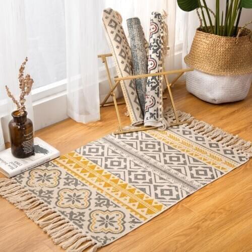 2019 Cotton and linen Bathroom Mat Set kitchen Door Floor Floor mat for living room and Bedroom Slip-resistant Pad
