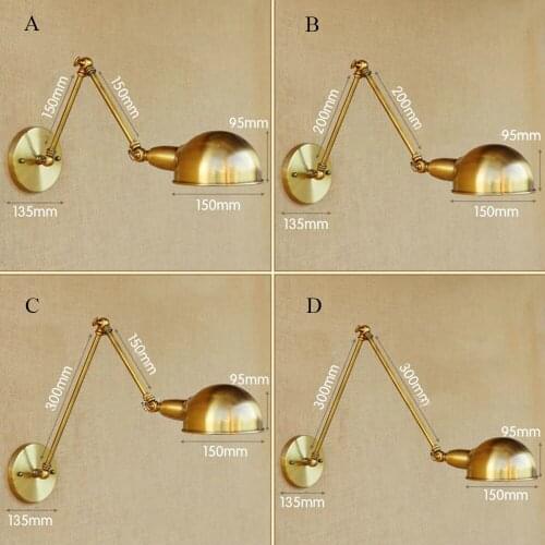 Retro sconce wall light led lighting fixtures long arm luminaria vintage industrial decor wall lamp bedroom copper AC90-240V