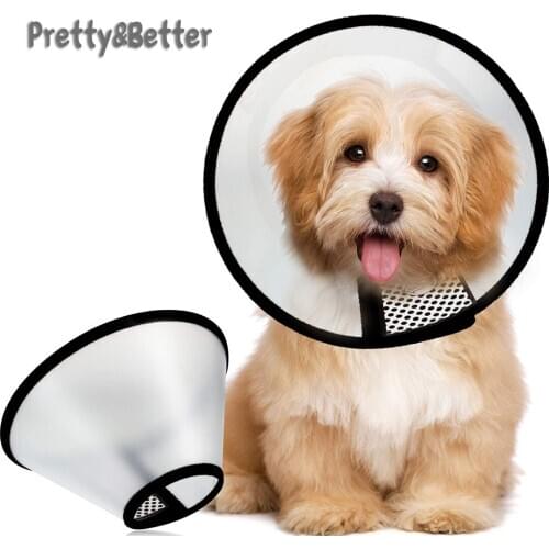 Pretty&Better Pet Cone Adjustable Recovery Cone Plastic Elizabeth Protective Collar Anti-Bite Lick Practical Safety Neck Cover