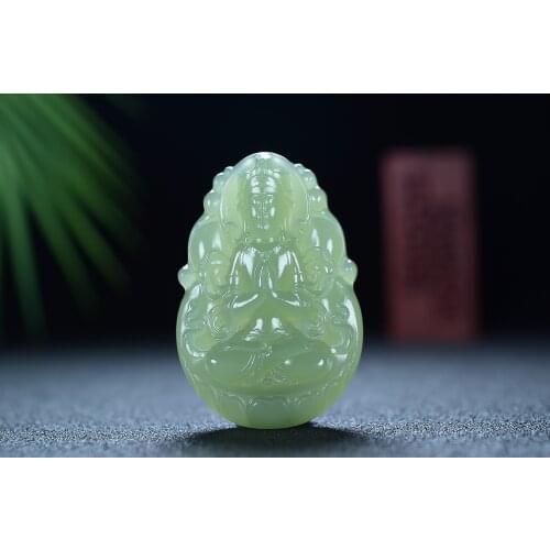 100% Natural hetian green jade pendant guanyin jade pendants necklaces brand men women jade jewelry necklace women