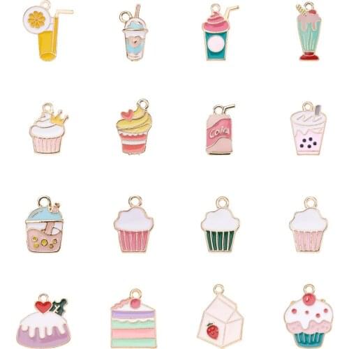 40pcs/box Alloy Pendants Charms with Enamel Cake Ice Cream Food for Jewelry Making DIY Bracelet Necklace Earring
