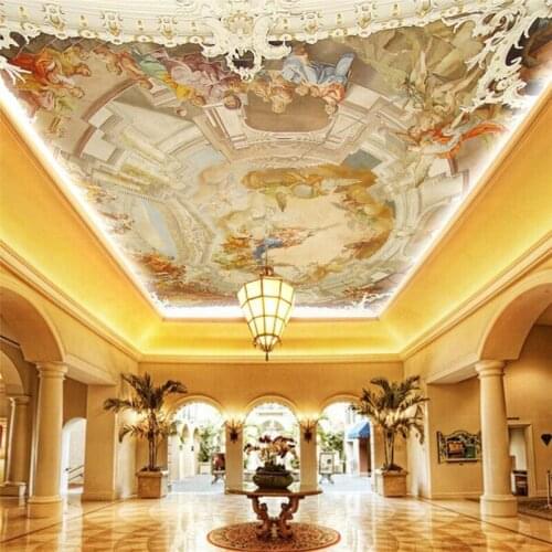 Wellyu Custom wallpaper 3d обои European royal hand-painted three-dimensional oil painting ceiling zenith murals 3d wallpaper
