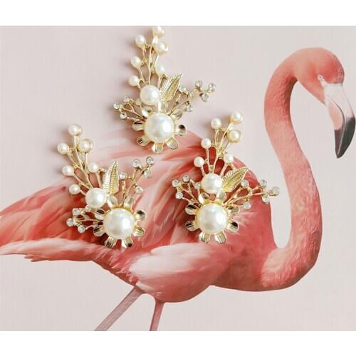 2 pcs/lot Pearl Rhinestone Embellishments Buttons Flatback Decorative For Handicraft Flower Decoration DIY Craft Supplies