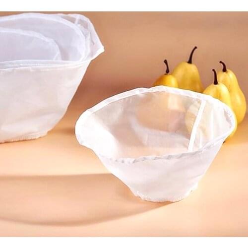120 Mesh Reusable Fine Mesh Wine Strainer Juice Soy Milk Nut Milk Tea Nylon Filter Nylon Filter Bag Bowl Shape Kitchen Bar Tools