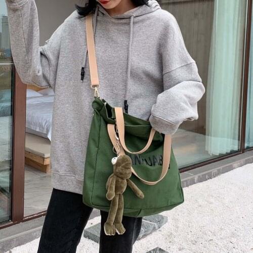 Letter Printed School Girl Handbags Women Canvas Shoulder Bags Fashion Female Shopping Crossbody Bag Japanese Luxury Brand Purse