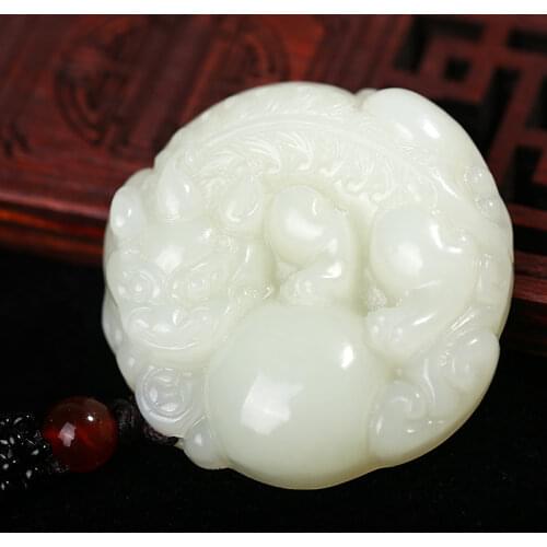Xinjiang Hetian jade brave pendant natural white jade brave jade pendant men and women models Lucky Pi Xiu pendant certificate