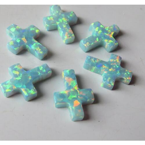 20pcs /lot 9x12mm Cross Opal Synthetic Fire Cross Opal for DIY Jewelry Necklace