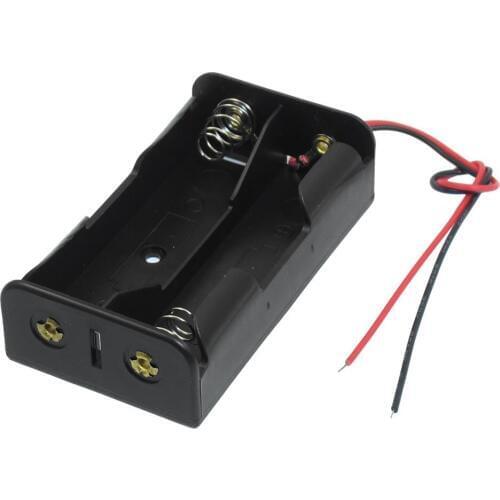 Brand New Black 2 x 3.7V 18650 Pointed Tip Batteries Battery Holder Case w Wire Leads