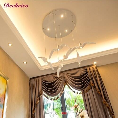 Modern Nordic Seagull Bird Light Design Led Chandeliers For Bar/Kitchen Dining Suspension Ceiling Luminaire Light