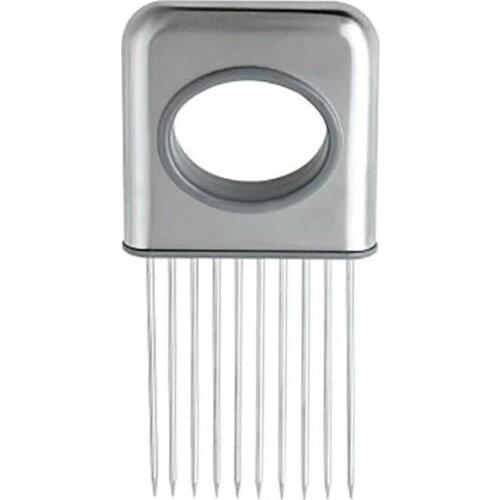 Steel Onion Slicer Cutter Fork Fruit Vegetables Cutter Cutting Holder Knife Tools Aid Safe Slicer Tools Cutter Tomato V6X1