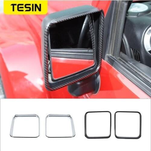 TESIN Car Rearview Mirror Rain Eyebrow Decoration Frame Trim Stickers For Jeep Wrangler JK 2007-2017 Exterior Parts Accessories