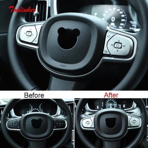 Tonlinker Interior Steering wheel 3 9 O'Clock Cover Stickers for VOLVO XC60/90 S90/V90 Car styling 4 PCS ABS Matt Cover stickers