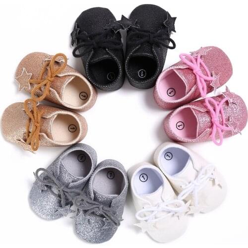 New Newborn Infant Baby Girls Shoes Princess PU Birthday Party Shoes Soft Crib Shoes 0-18M