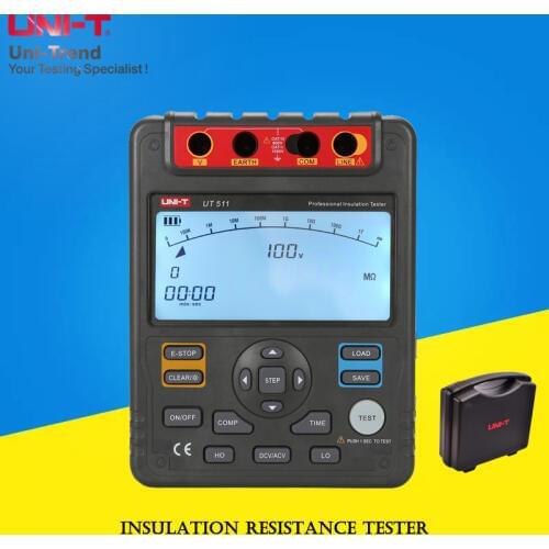 UNI-T UT511 Insulation Resistance Tester; 1000V Digital Megger/Data storage/Polarization index (PI)/Analog bar graph