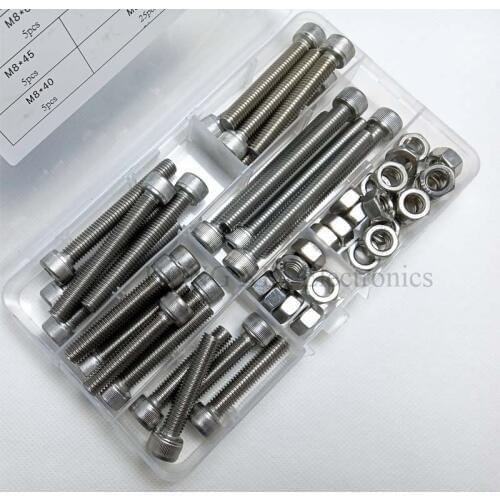 50Pcs Stainless Steel M3 Screws Allen Hex Socket Head Wood Screw Bolt Fastener M8*40/45/50/60/70mm
