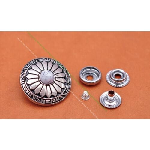 10Set 201 Metal Silver Turquoise Snap Button Concho Nail Rivet for Leathercraft Bag Fastener Handbag Connector accessories