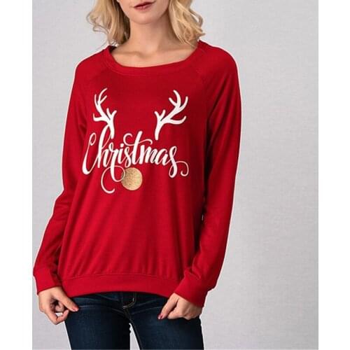 Merry Christmas Letter Printed Ladies Autumn Winter Fall Clothing Sweat Shirts Hoodies Women Hoodies Sweatshirts