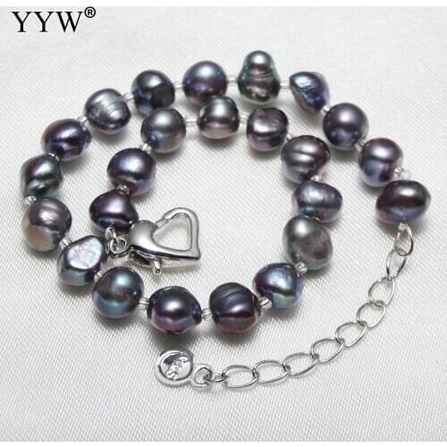 7.5'' 8mm Pearl Bracelets For Women Freshwater Cultured Pearl Bracelet Brass Lobster Clasp Pulseras Femme Wedding Christmas Gift