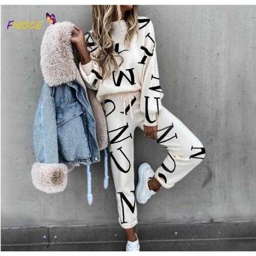FNOCE Female Tracksuit 2 Piece Set 2021 Summer Casual Womens Tie Dye Printing Turtle Neck Long Sleeve Fashion Leisure Suit