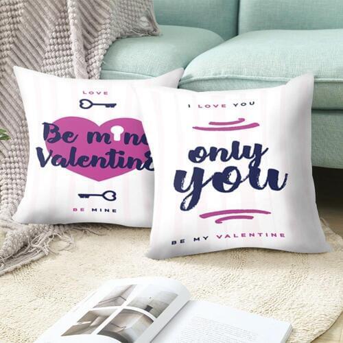 1Pc Square Romantic Love Heart Kiss Pillow Case Removable Breathable Polyester Cushion Cover Home Office Chair Sofa Decoration