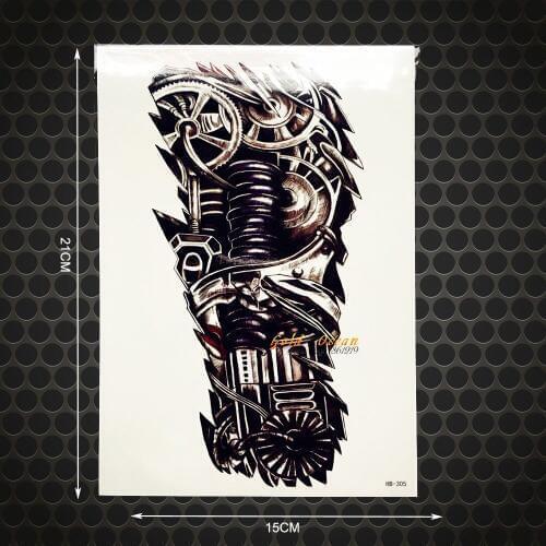 1PC Fashion Robot Arm Waterproof Tattoo Men Body Art Shoulder Metal Designs Tattoo Stickers GHB-305 Cool Black Tatoo Adhesive