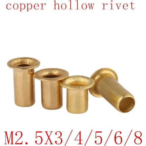 100pcs/lot M2.5*3/4/5/6/8 Tubular Rivets Double-sided Circuit Board PCB Nails Copper Hollow Rivet