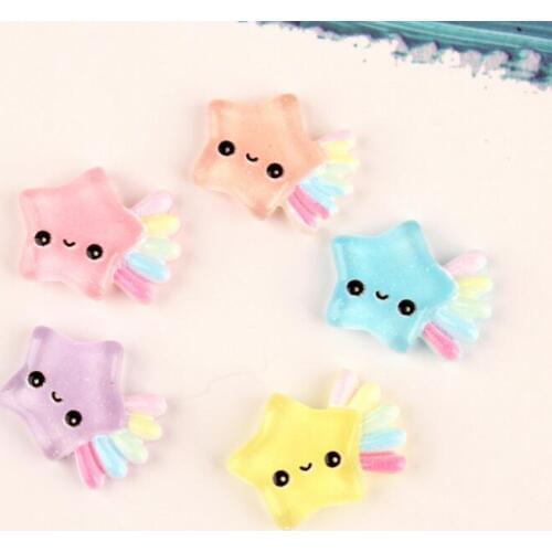 20pcs/lot Star Resin Decoration Crafts Beads Flatback Cabochon Scrapbook DIY Embellishments Accessories