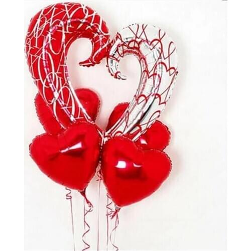 36inch Giant Hook Heart Foil Balloons Wedding Decoration Hollow Heart Helium Ballon Valentines Day Decor Birthday Party Globos