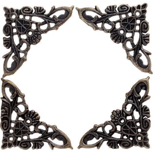 4PCS Bronze Jewelry Box Book Butterfly Corner Bracket Antique Frame Accessories Notebook Menus Decorative Protector