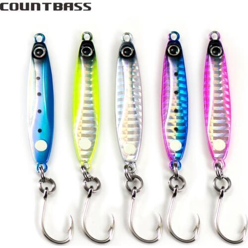 5pcs 20g 30g 40g Fishing Jigs with VMC single hook, Metal Jig Lures, Micro Lead Fish Bait, Sea bass Jigging, Free shipment